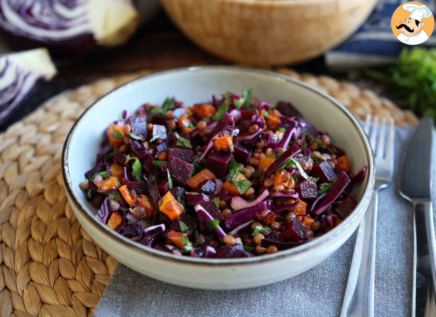 Insalata Di Lenticchie Zucca Cavolo Rosso E Barbabietola Perfetta In