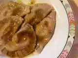 Ricetta Tortelli di farina di castagne con mostarda di mele e salsa al miele