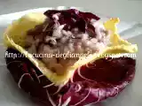 Ricetta Risotto al radicchio con salsiccia e gorgonzola su cialda di grana