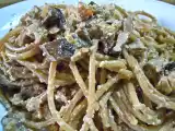 Ricetta Spaghetti con funghi e crema di noci