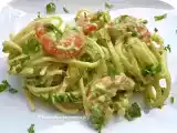Ricetta Linguine al pesto di rucola con gamberi