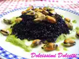 Ricetta Riso venere nero con cozze su salsa di lattuga