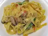 Ricetta Fettuccine con cozze e fonduta di pecorino