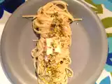 Ricetta Spaghetti pesto di pistacchio e lardo e taleggio