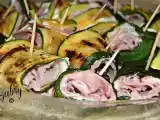 Ricetta Involtini di zucchine grigliate con robiola e prosciutto cotto arrosto