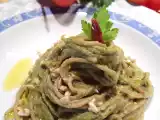 Ricetta Spaghetti integrali con pesto di sedano, mandorle e pomodorini secchi