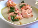 Ricetta Gamberoni arrostiti su crema di fave