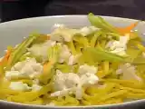 Ricetta Tagliolini scampi, bufala e fiori di zucca