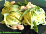 Ricetta Tagliolini con julienne di asparagi e gamberetti norvegesi in salamoia.