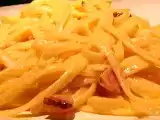 Ricetta Trenette alla carbonara di peperoni e carpaccio di tartufo nero