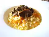Ricetta Risotto di zucca con pecorino fresco e funghi saltati