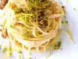Ricetta Spaghetti con bottarga, pistacchi di bronte e zest di limone