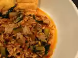 Ricetta Zuppa di farro con catalogna e salsiccia