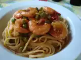 Ricetta Spaghetti con gamberi e piselli