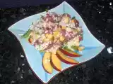 Ricetta Insalata di riso con carpaccio di manzo e pesche - rice's salad with carpaccio and peaches