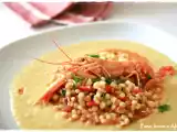 Ricetta Fregola con scampi e crema di ceci