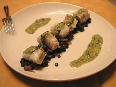 Baccala Con Lenticchie Nere E Pesto Ricetta Petitchef