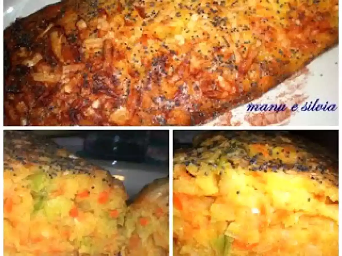 Cake con carote, porri e caprino