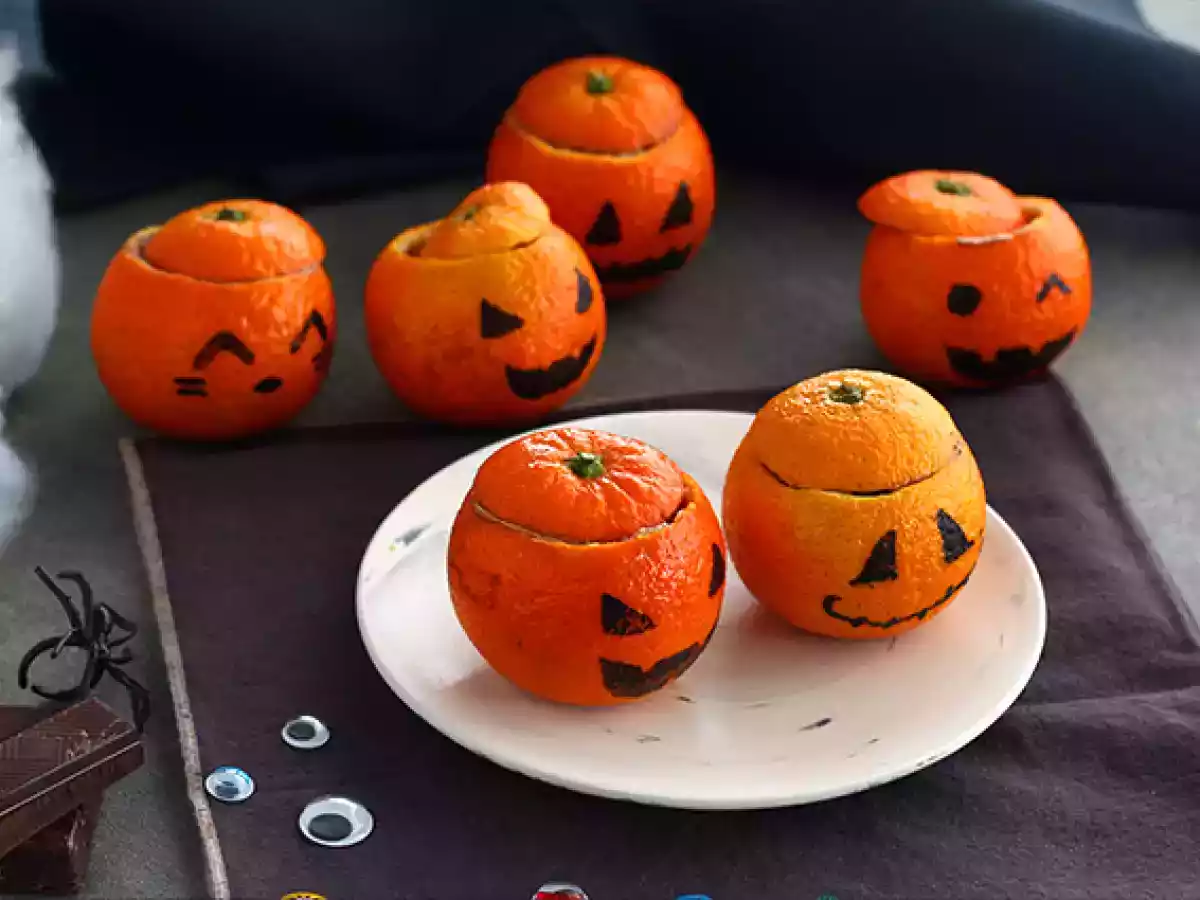 Clementine di Halloween ripiene con mousse al cioccolato - foto 3