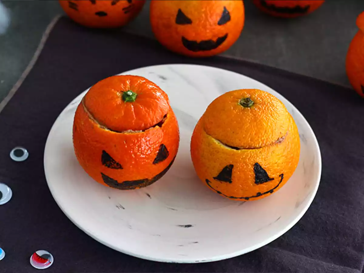 Clementine di Halloween ripiene con mousse al cioccolato - foto 4