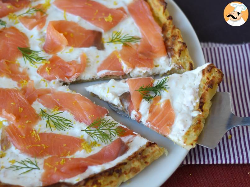 Crostata al salmone affumicato, yogurt greco e limone con base di patate - foto 3