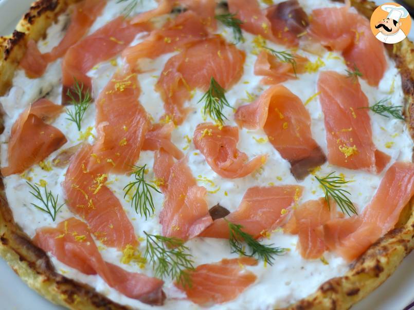 Crostata al salmone affumicato, yogurt greco e limone con base di patate - foto 4