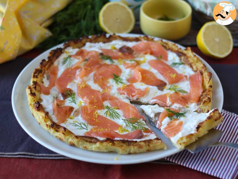 Crostata al salmone affumicato, yogurt greco e limone con base di patate - foto 5