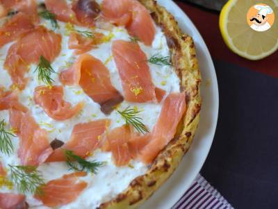 Crostata al salmone affumicato, yogurt greco e limone con base di patate - foto 6