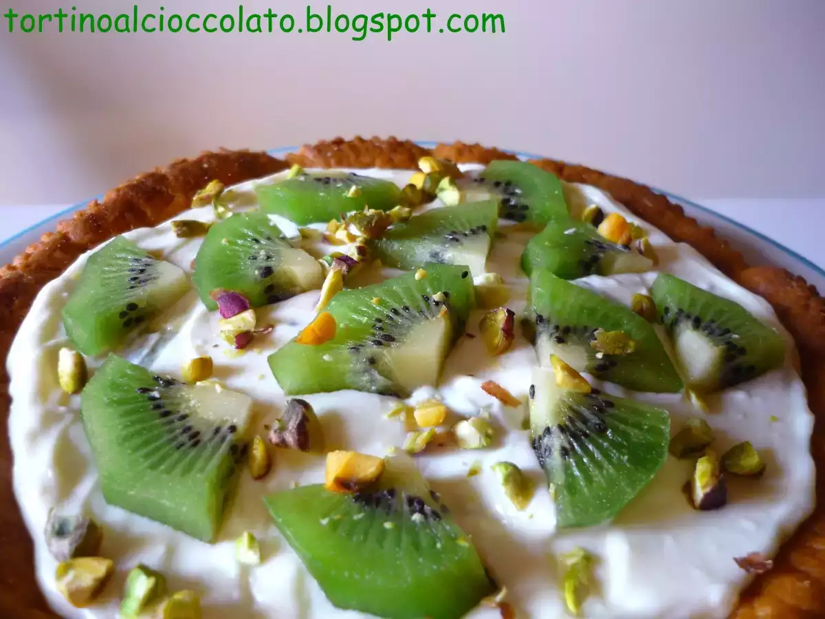 Crostata di ricotta con kiwi e crema al cioccolato bianco