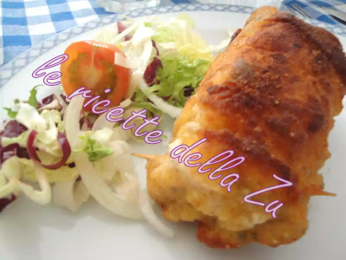 Involtini di Carne Impanata con ripieno di Formaggio al Peperoncino e Pomodori Secchi - foto 3