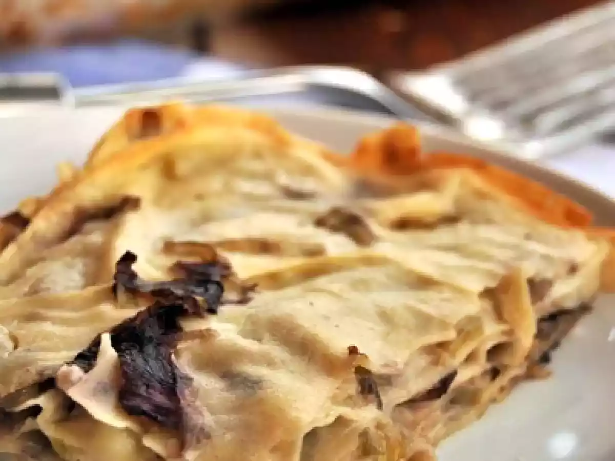 Lasagne porri, radicchio e taleggio