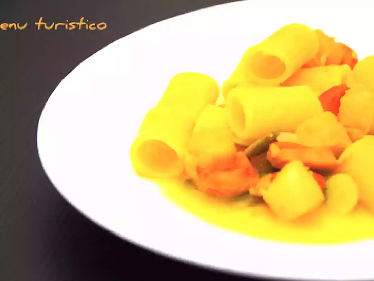 Mezze maniche con capesante, fave e zafferano