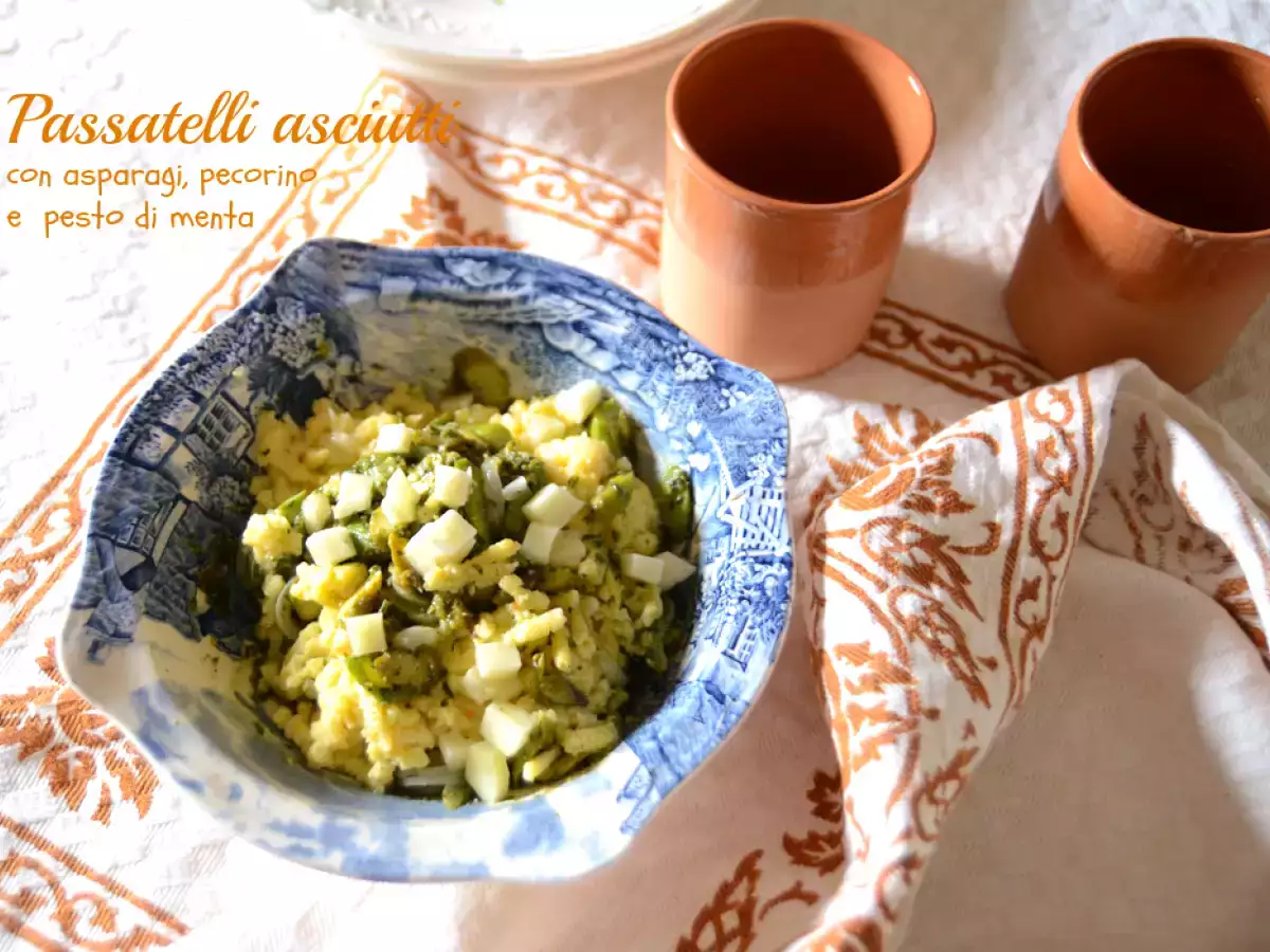 Passatelli asciutti “gluten free” con asparagi, pecorino e pesto di menta