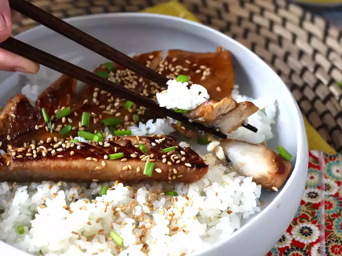 Sgombro glassato con salsa di soia e miele - foto 2