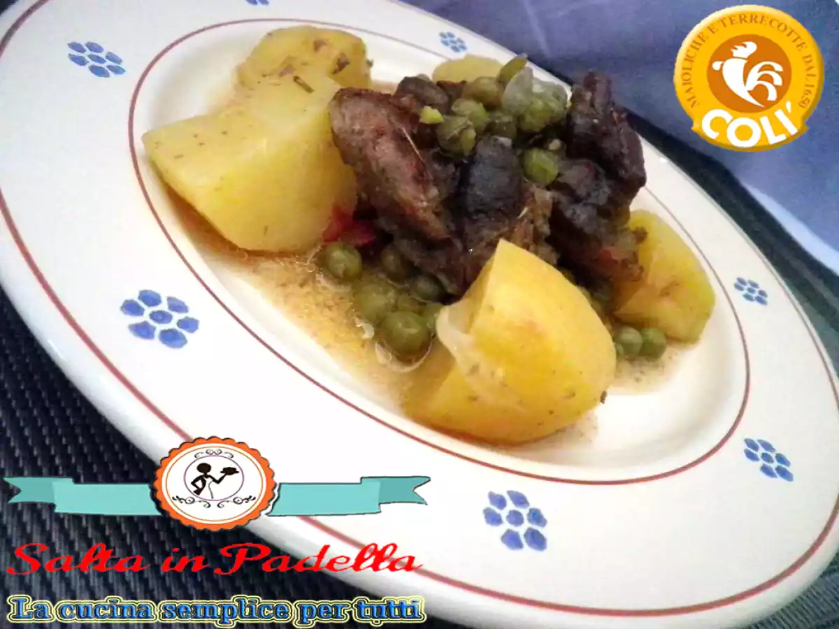 Spezzatino di tacchino al forno con patate e piselli